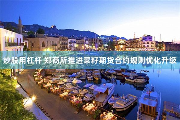 炒股用杠杆 郑商所推进菜籽期货合约规则优化升级