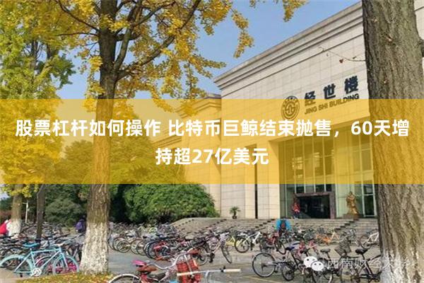股票杠杆如何操作 比特币巨鲸结束抛售，60天增持超27亿美元