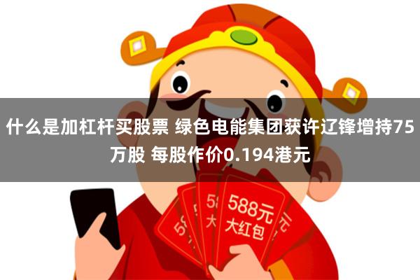 什么是加杠杆买股票 绿色电能集团获许辽锋增持75万股 每股作价0.194港元