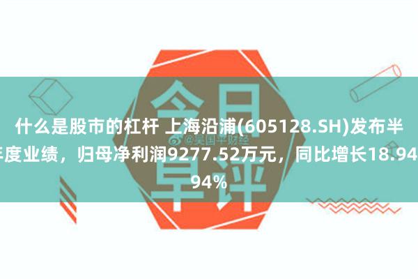 什么是股市的杠杆 上海沿浦(605128.SH)发布半年度业绩，归母净利润9277.52万元，同比增长18.94%