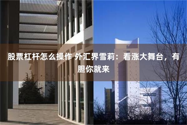 股票杠杆怎么操作 外汇界雪莉：看涨大舞台，有胆你就来