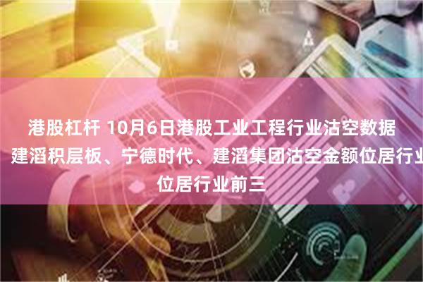 港股杠杆 10月6日港股工业工程行业沽空数据盘点，建滔积层板、宁德时代、建滔集团沽空金额位居行业前三
